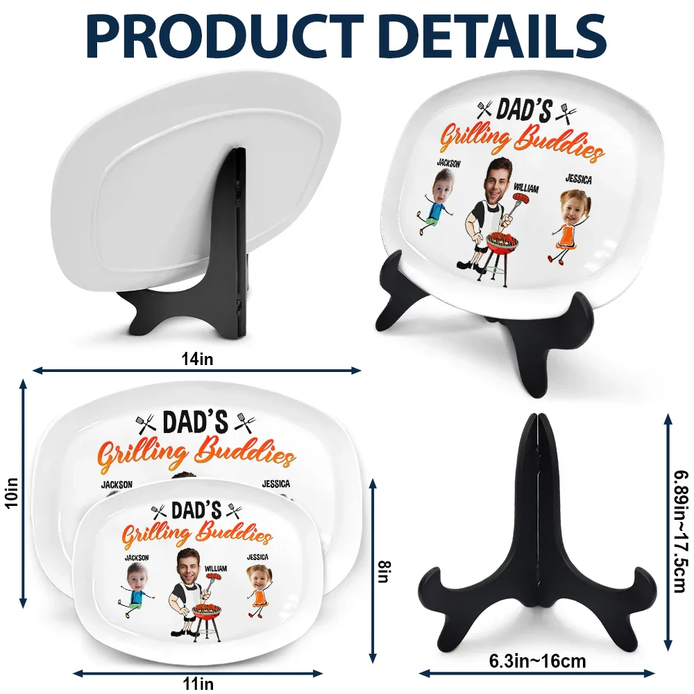 Custom Photo Daddy's Grilling Buddies - Personalized Plate - Image 6