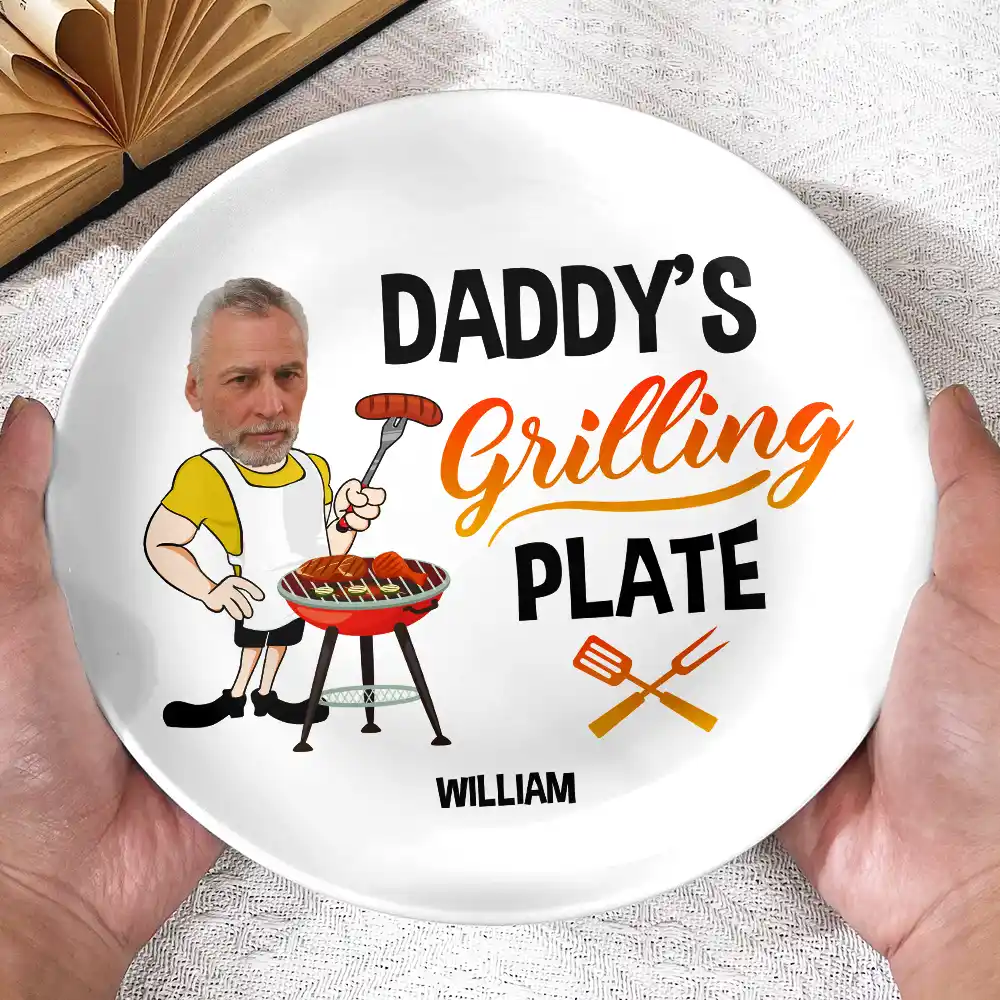 Custom Photo Daddy's Grilling Plate - Personalized Ceramic Plate - Image 4