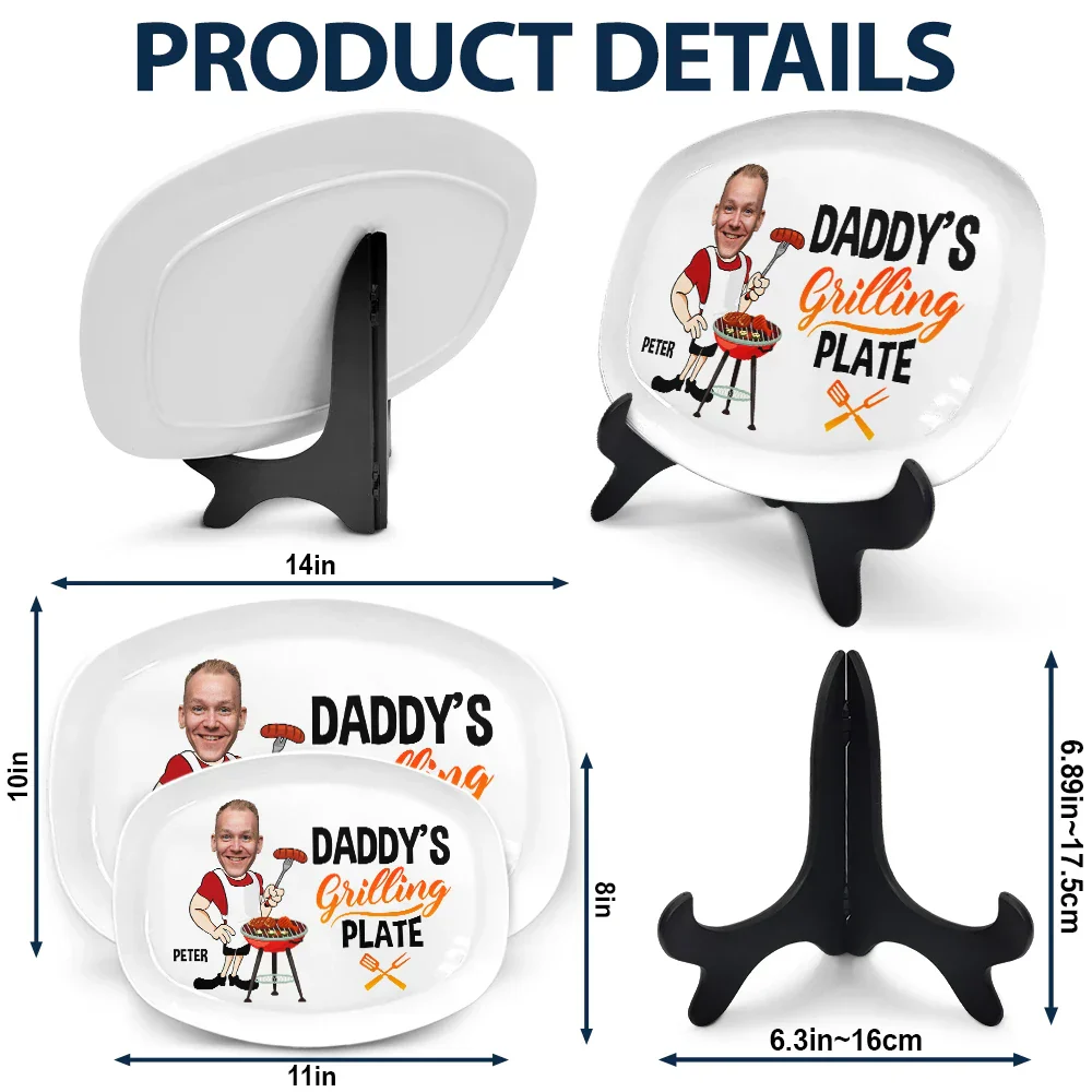 Custom Photo Daddy's Grilling Plate - Personalized Plate - Image 6