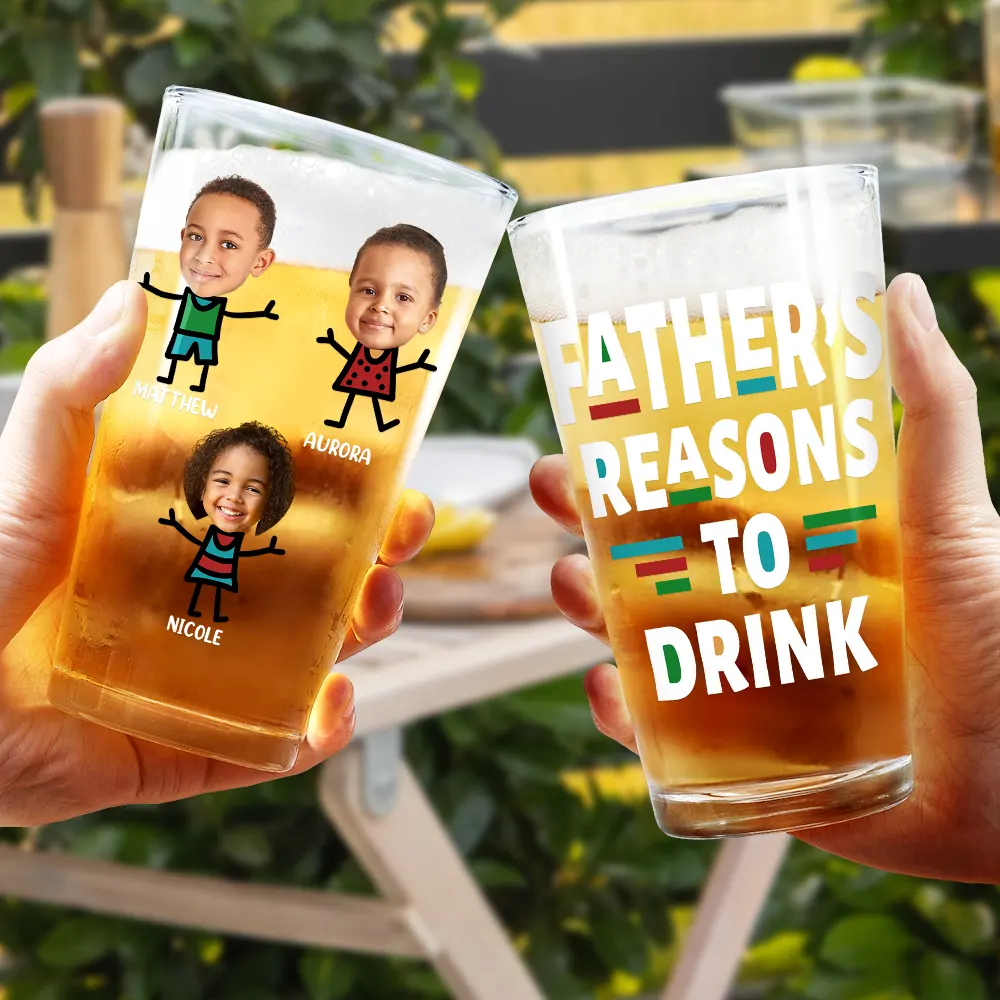 Custom Photo Dad's Reasons To Drink - Personalized Beer Glass - Image 5