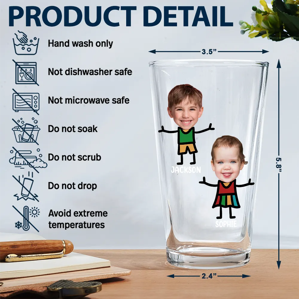Custom Photo Dad's Reasons To Drink - Personalized Beer Glass - Image 6