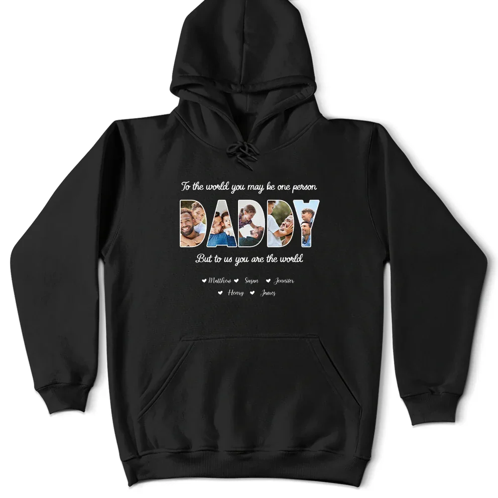 Custom Photo Dear Dad You're The World To Us - Personalized T Shirt - Image 4