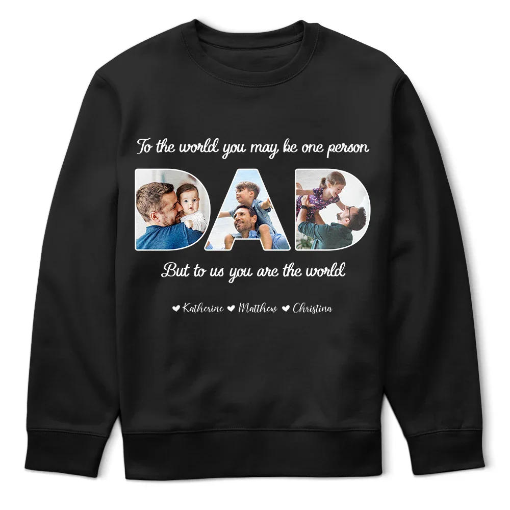 Custom Photo Dear Dad You're The World To Us - Personalized T Shirt - Image 5