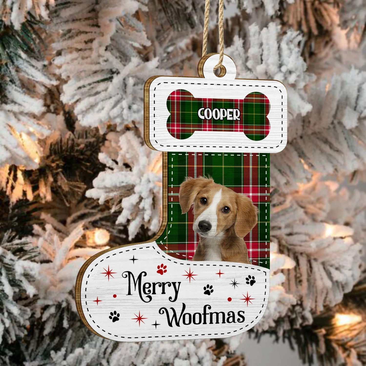 Custom Photo Dear Santa Define Naughty Flannel Background - Christmas Gift For Pet Lovers - Personalized Custom Shaped Wooden Ornament - Image 5