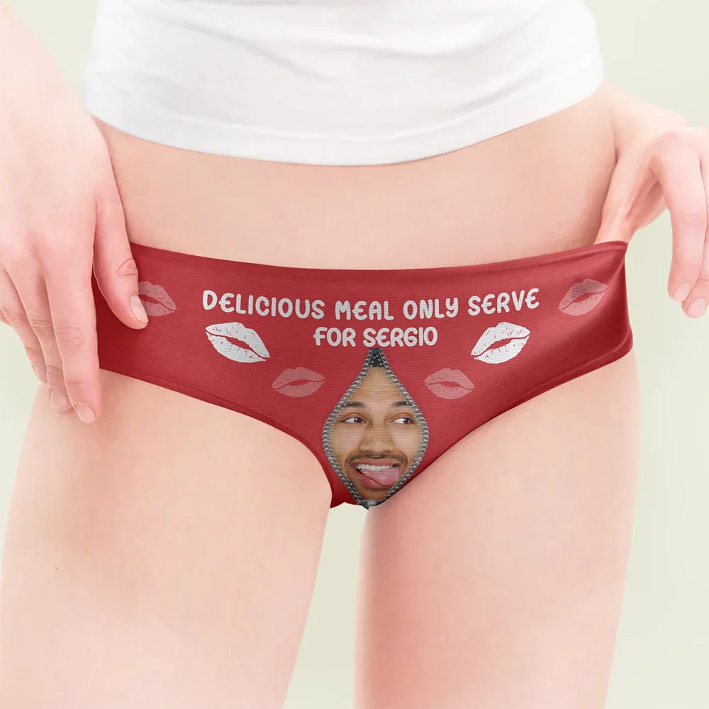 Custom Photo Delicious Meal Only Serve For You - Personalized Women's Low-waisted Brief - Image 5