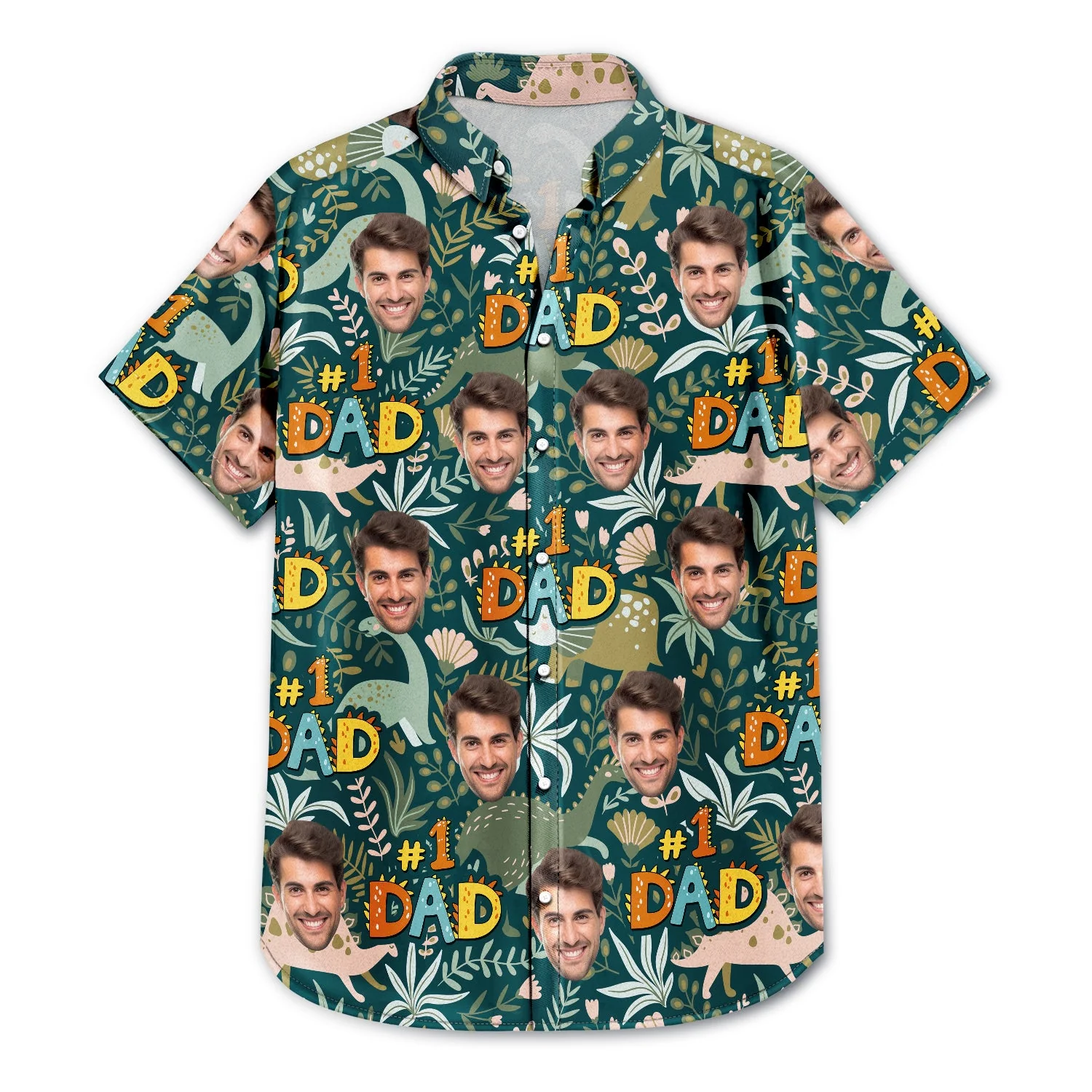 Custom Photo Dino #1 Dad - Personalized Hawaiian Shirt - Image 4