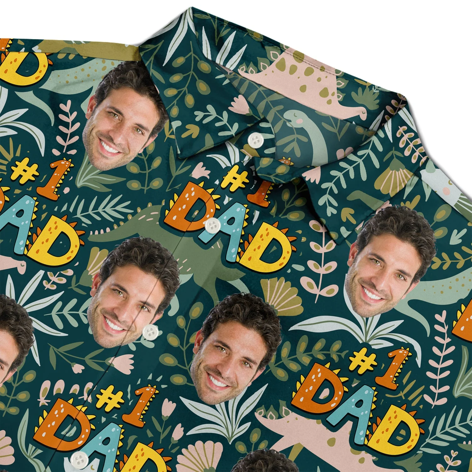 Custom Photo Dino #1 Dad - Personalized Hawaiian Shirt - Image 5