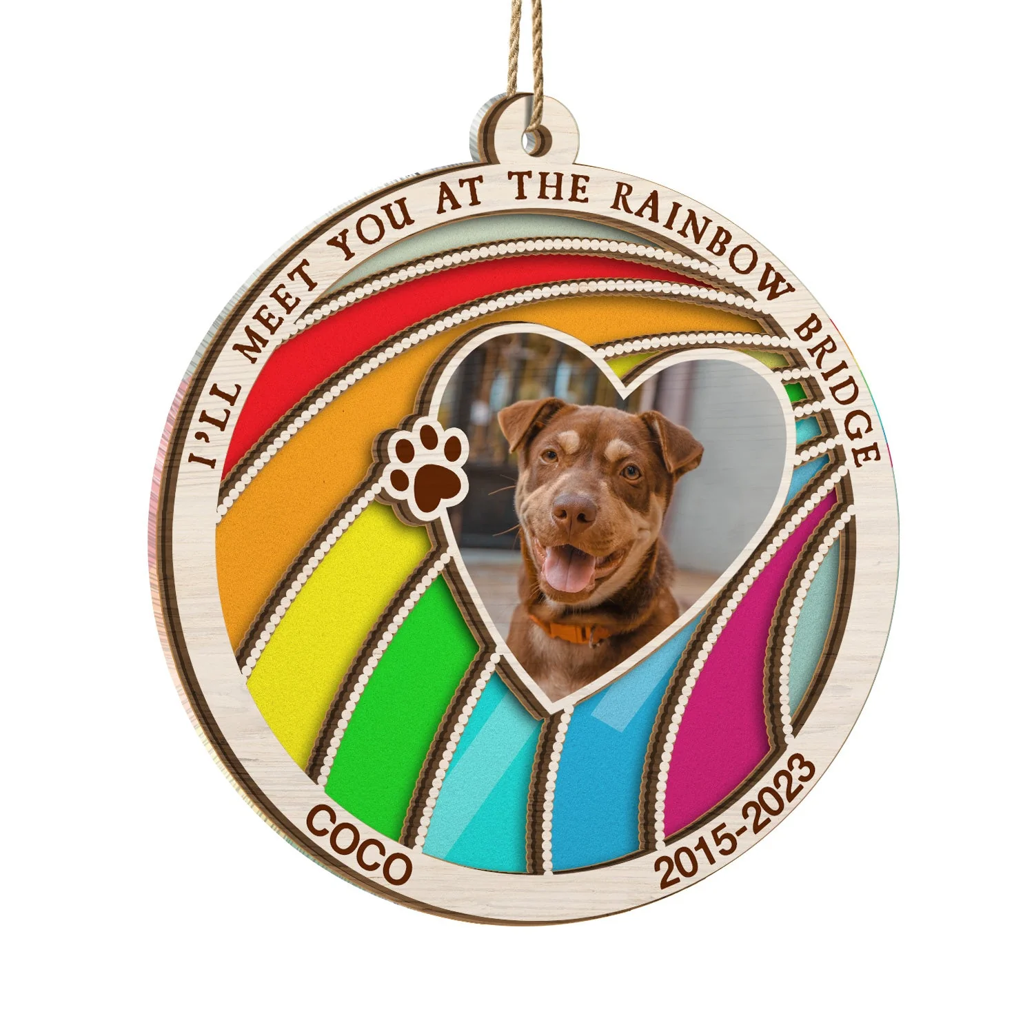 Custom Photo Dog Cat A Piece Of My Heart Is At The Rainbow Bridge - Pet Memorial Gift, Christmas Gift - Personalized Suncatcher Ornament - Image 2