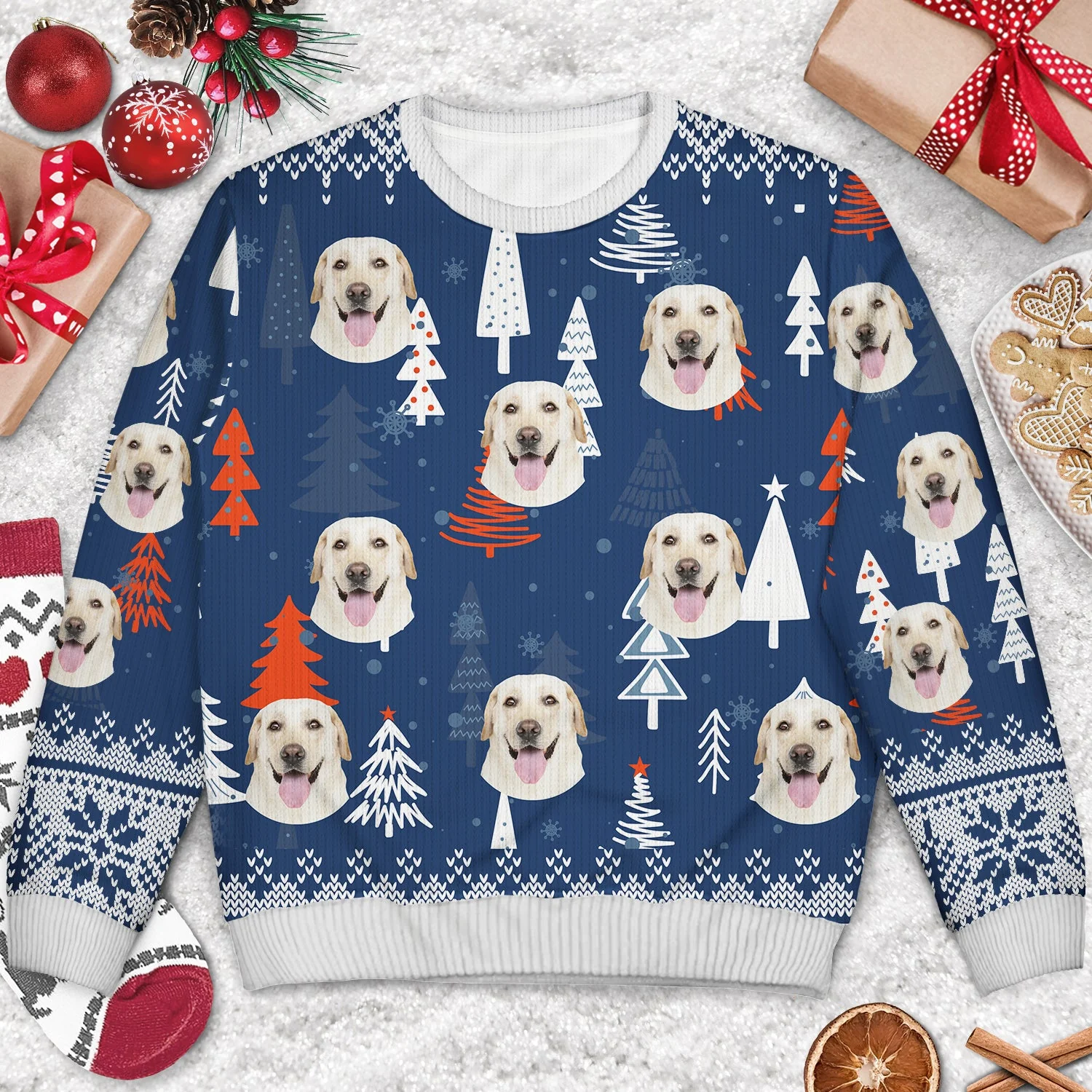 Custom Photo Family Dog Cat Face - Christmas Gift For Pet Lovers, Family Members - Personalized Unisex Ugly Sweater - Image 4