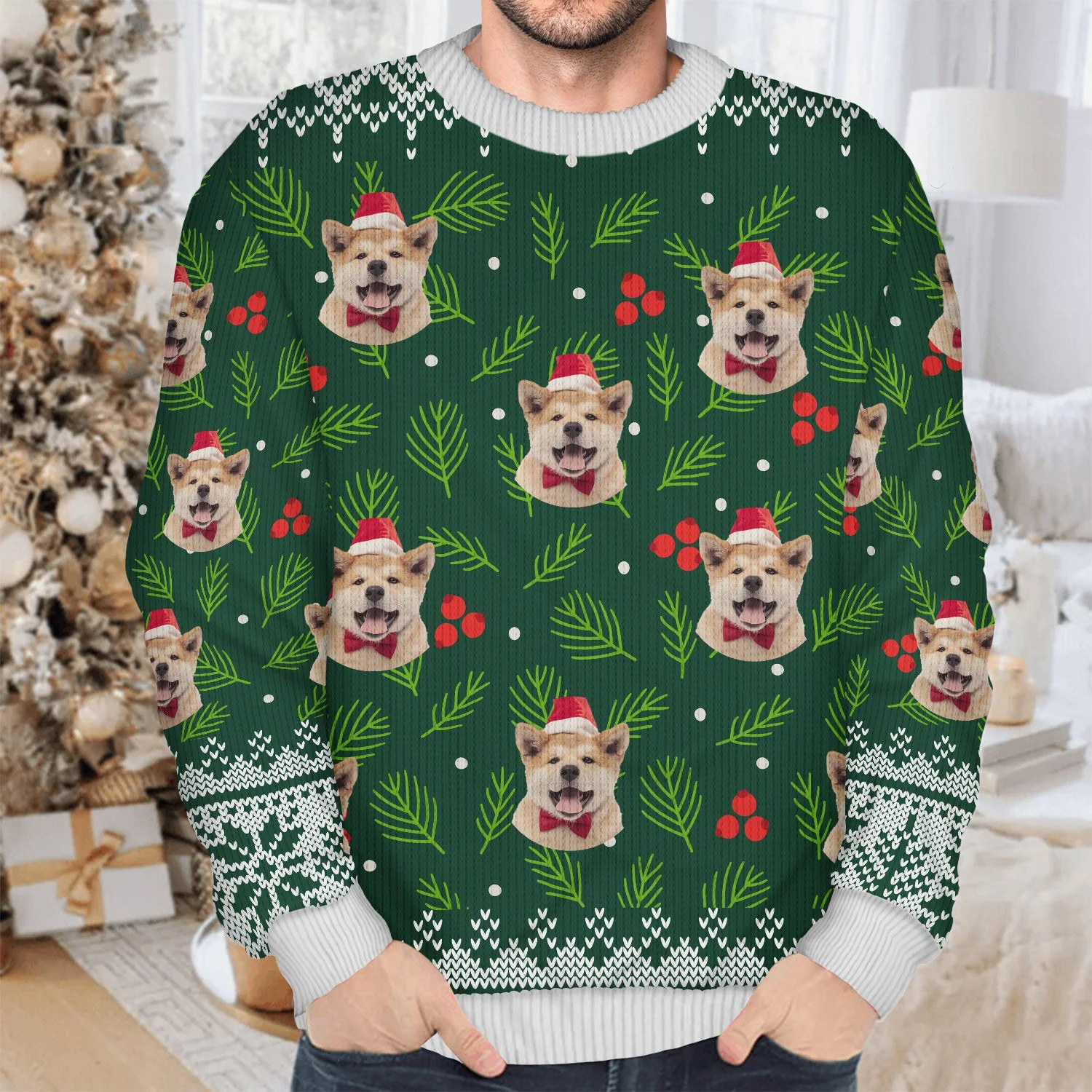 Custom Photo Family Dog Cat Face - Christmas Gift For Pet Lovers, Family Members - Personalized Unisex Ugly Sweater - Image 5