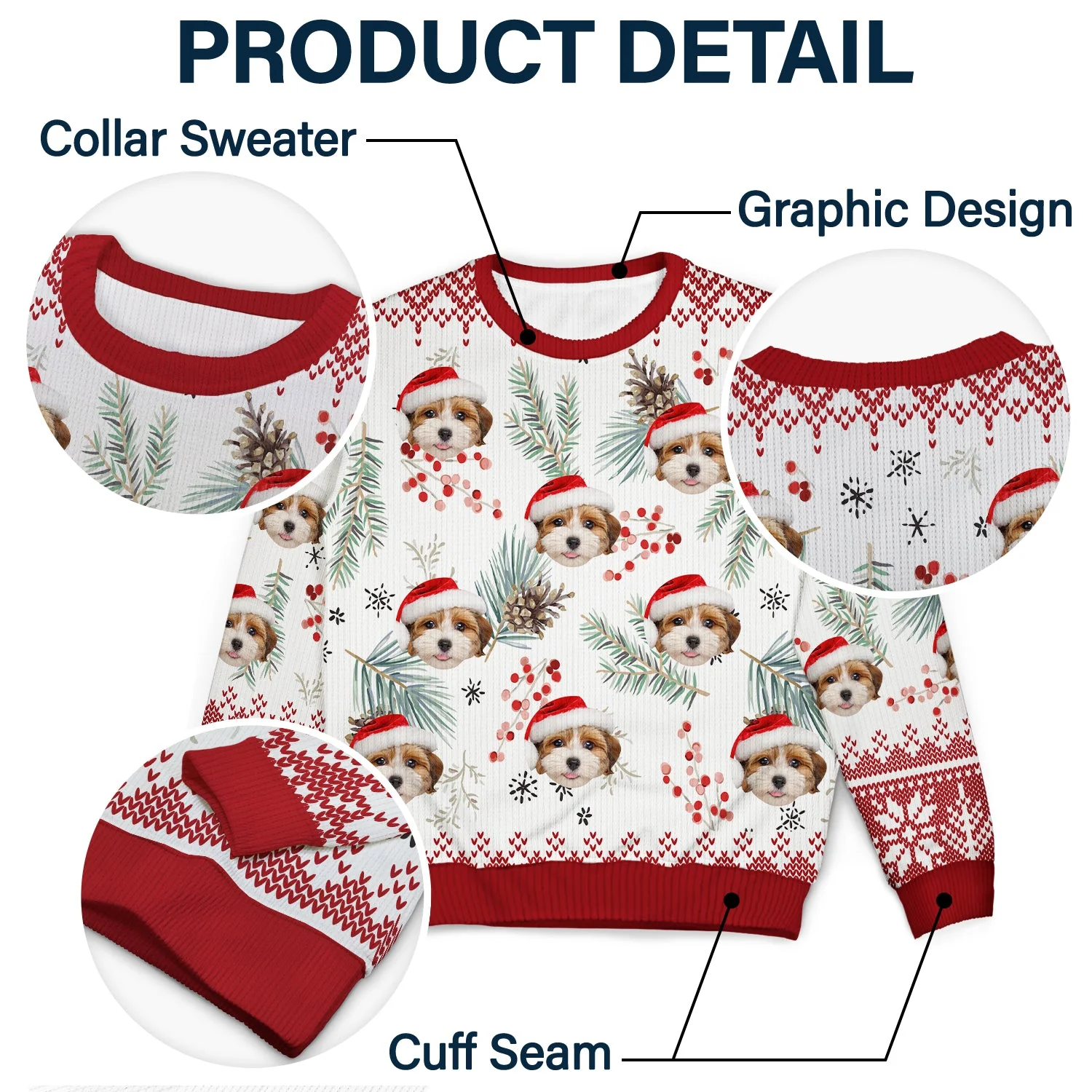 Custom Photo Family Dog Cat Face - Christmas Gift For Pet Lovers, Family Members - Personalized Unisex Ugly Sweater - Image 7