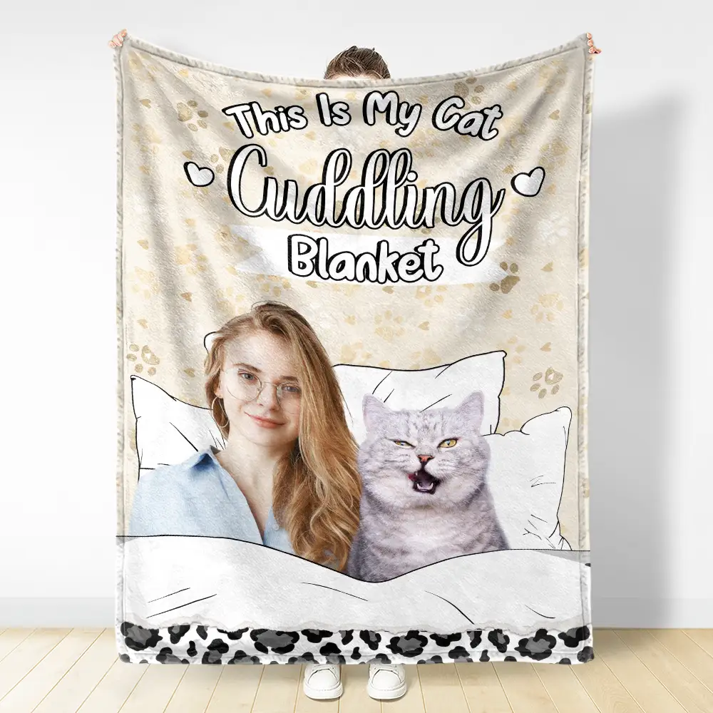 Custom Photo Dog Cat Cuddling Blanket - Personalized Fleece Blanket, Sherpa Blanket - Image 4