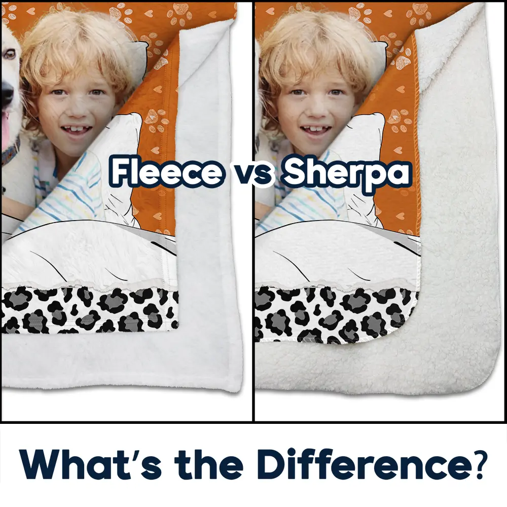Custom Photo Dog Cat Cuddling Blanket - Personalized Fleece Blanket, Sherpa Blanket - Image 5