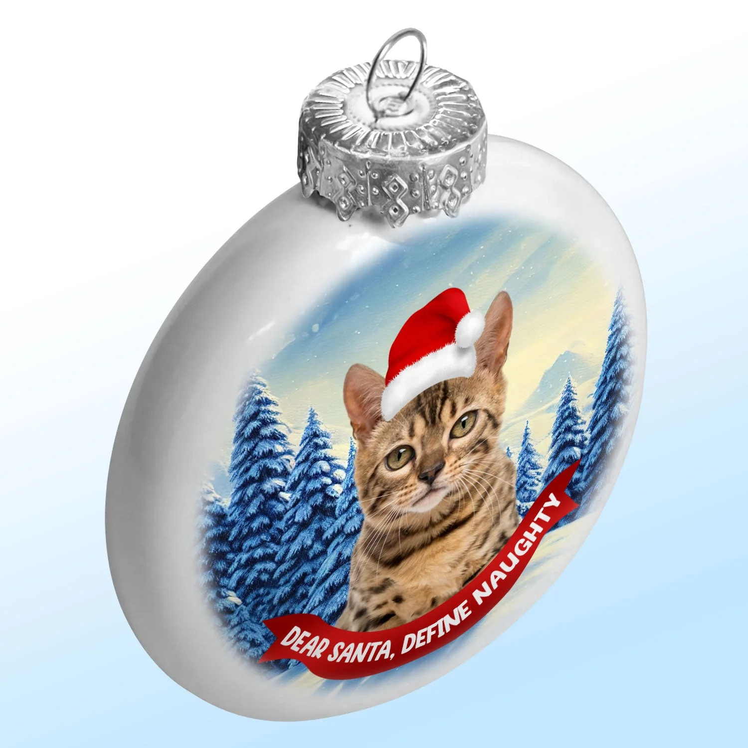 Custom Photo Dog Cat Dear Santa Define Naughty - Christmas Gift For Pet Lovers - Personalized White Flat Ball Ornament - Image 3