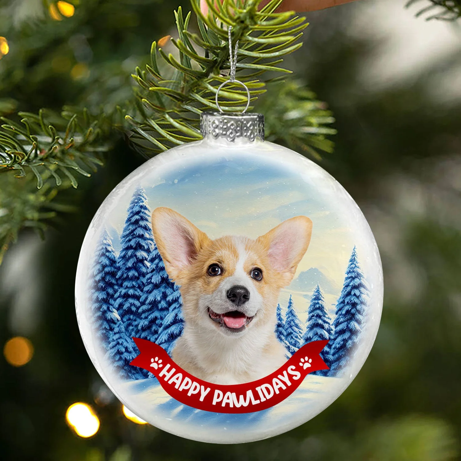 Custom Photo Dog Cat Dear Santa Define Naughty - Christmas Gift For Pet Lovers - Personalized White Flat Ball Ornament - Image 4