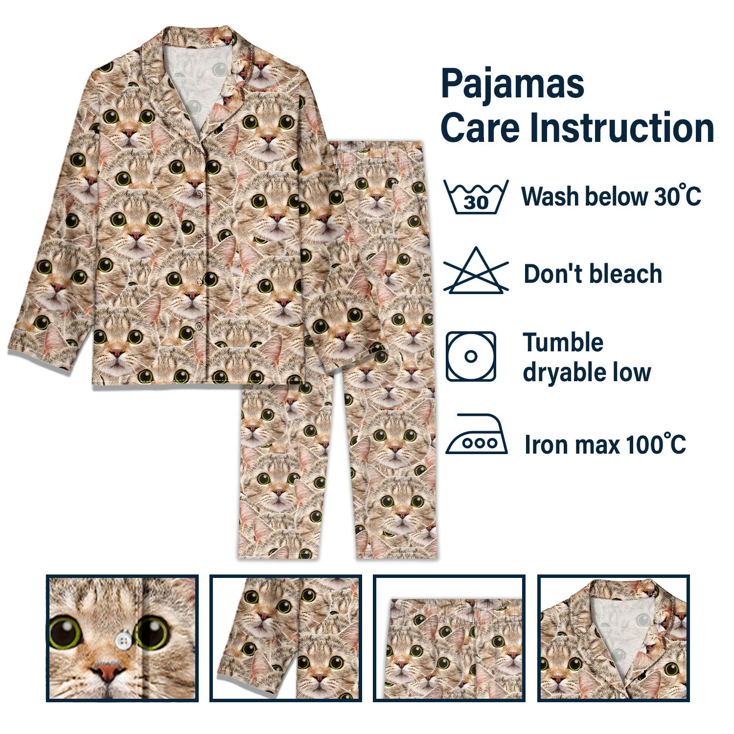 Custom Photo Dog Cat Faces - Gift For Pet Lovers, Dog Mom, Dog Dad, Cat Mom, Cat Dad - Personalized Long Pajamas Set - Image 6