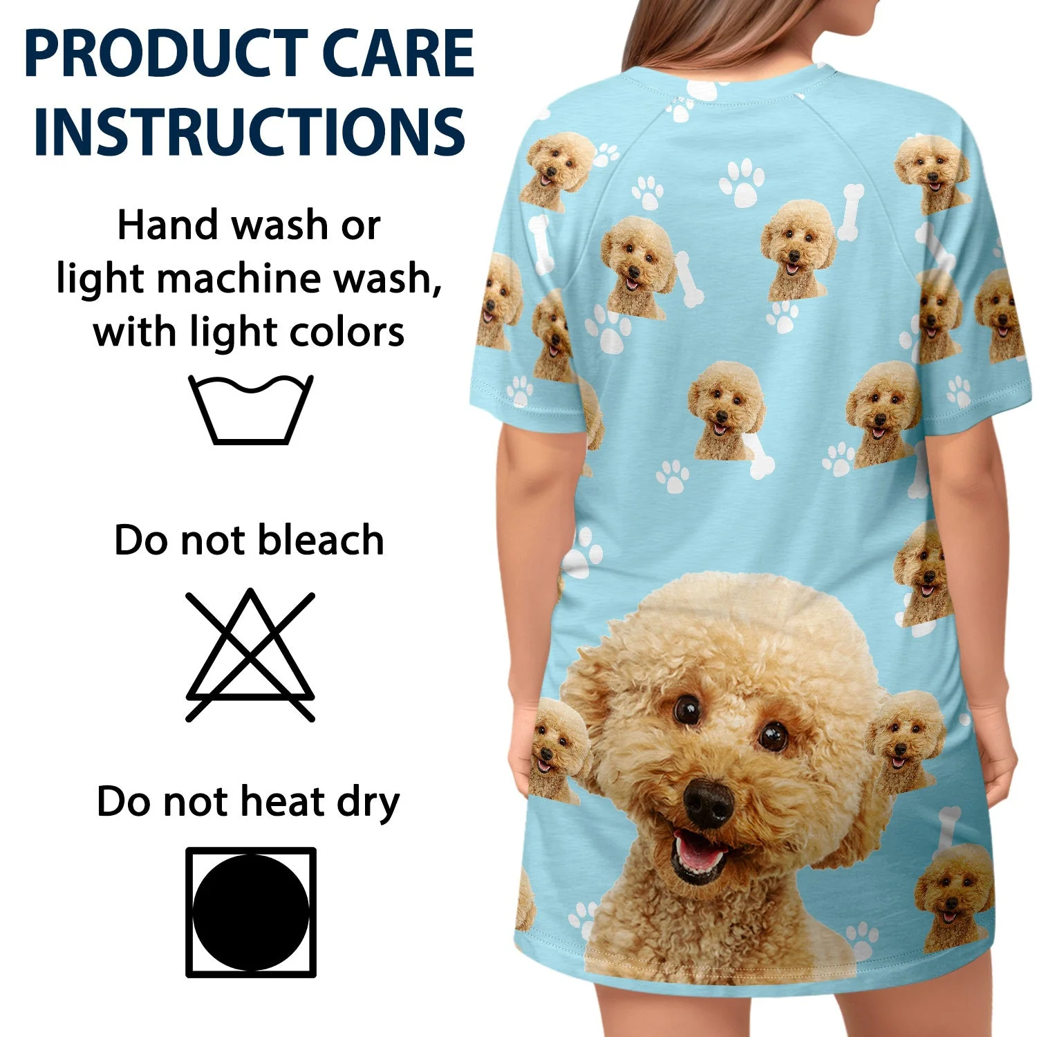 Custom Photo Dog Cat - Gift For Pet Lovers, Pet Mom - Personalized Women's Sleep Tee - Image 6
