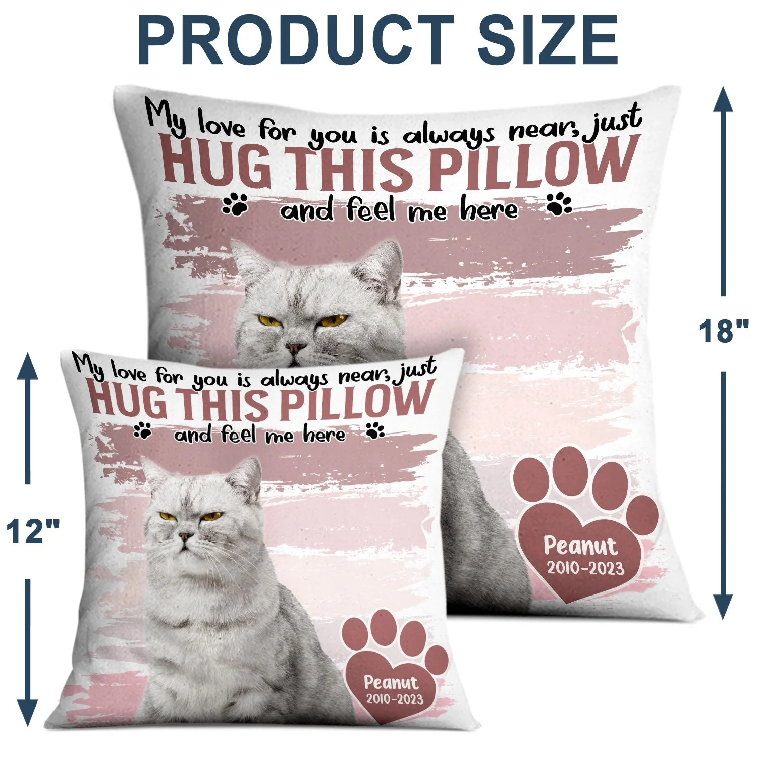 Custom Photo Dog Cat Hug This Pillow - Pet Memorial Gift, Sympathy Gift - Personalized Pillow - Image 4