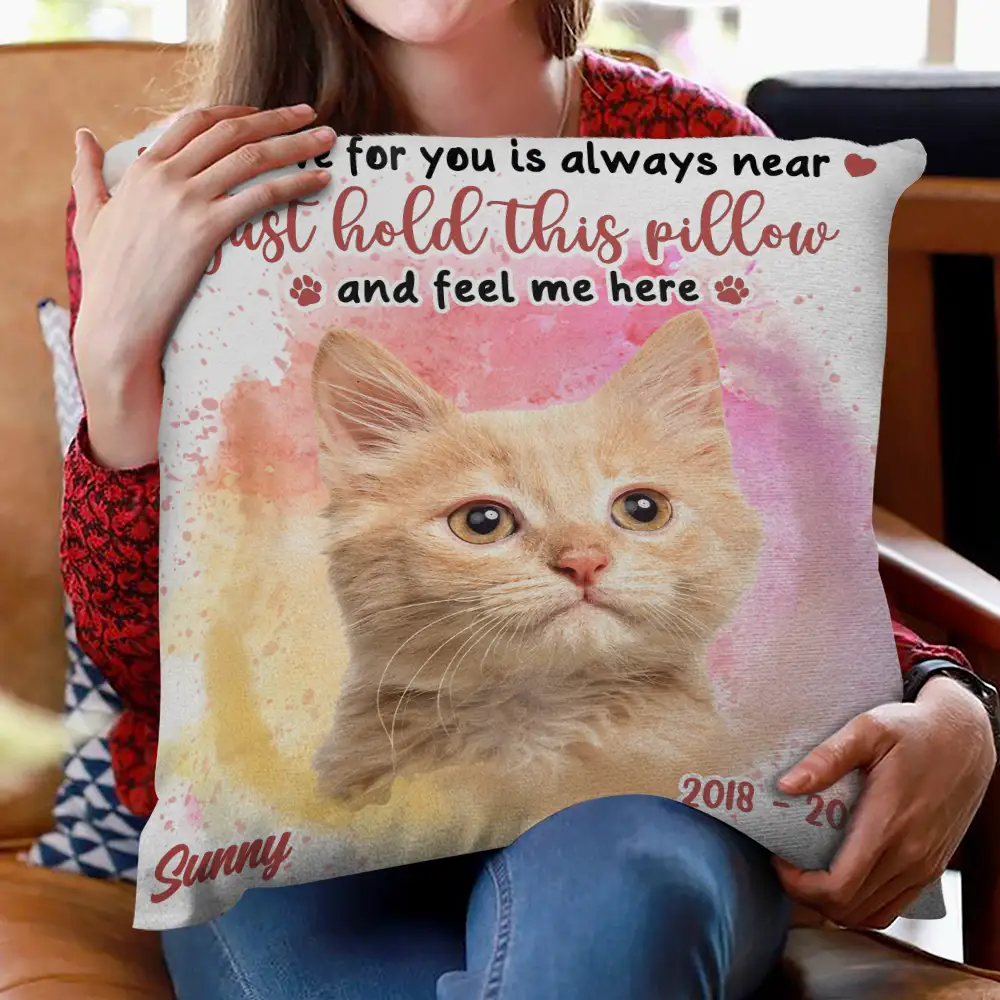Custom Photo Dog Cat Memorial Hug This Pillow And Know I'm Here - Personalized Pillow - Image 3