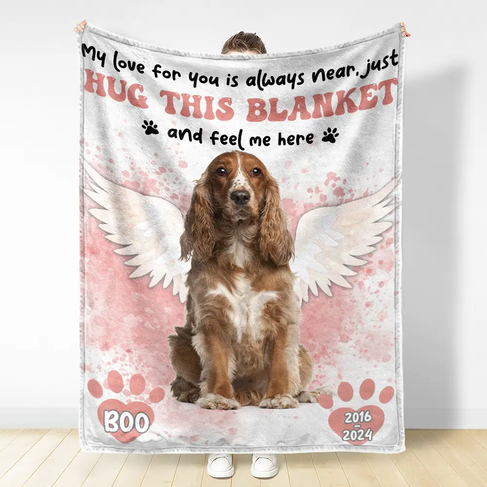 Custom Photo Dog Cat Memorial When You Miss Me Hug This Blanket - Personalized Fleece Blanket, Sherpa Blanket - Image 4
