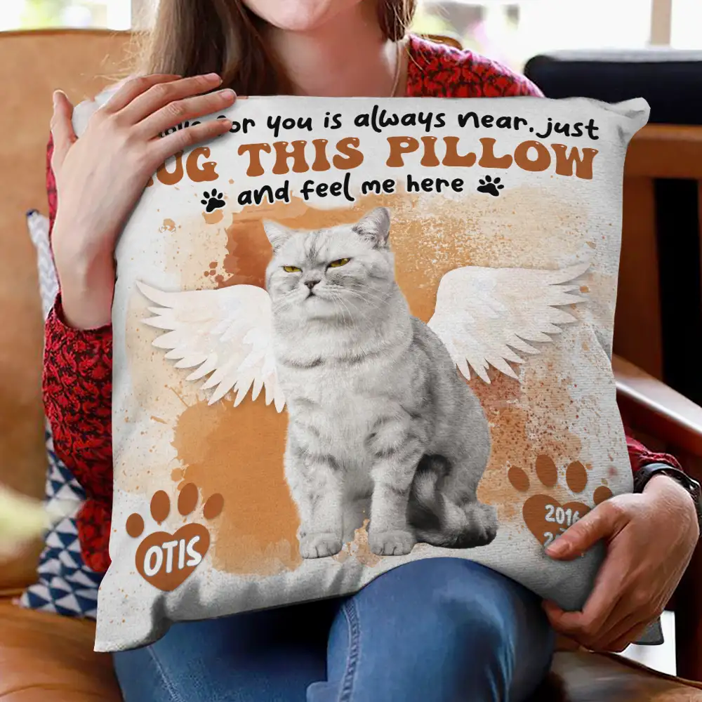 Custom Photo Dog Cat Memorial When You Miss Me Hug This Pillow - Personalized Pillow - Image 3