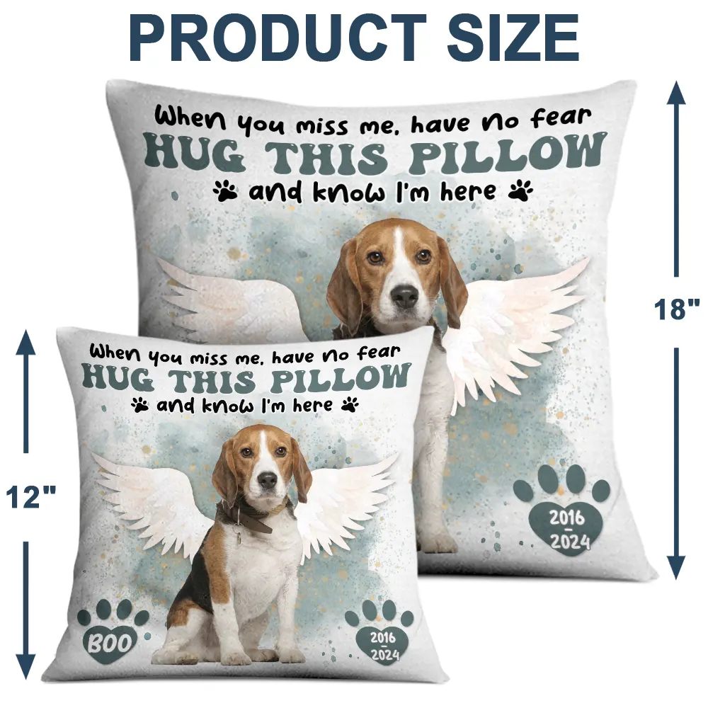 Custom Photo Dog Cat Memorial When You Miss Me Hug This Pillow - Personalized Pillow - Image 5