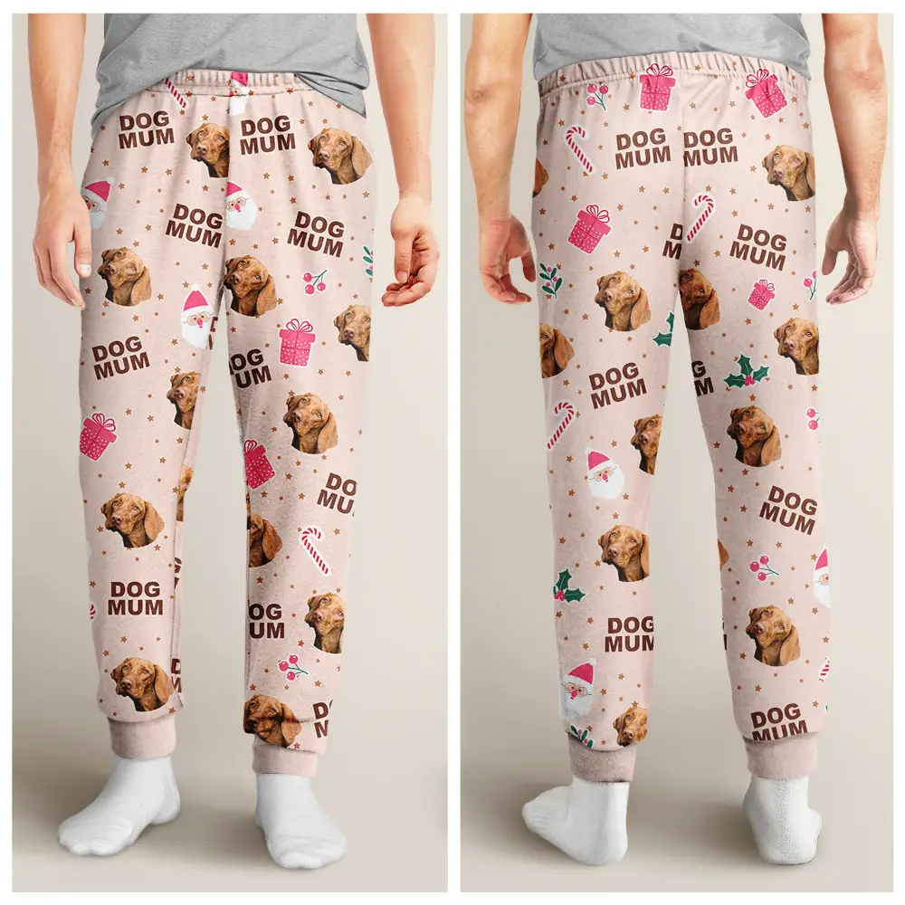 Custom Photo Dog Cat Mom Cute Pinky Girly Gift - Personalized Pajama Pants - Image 5