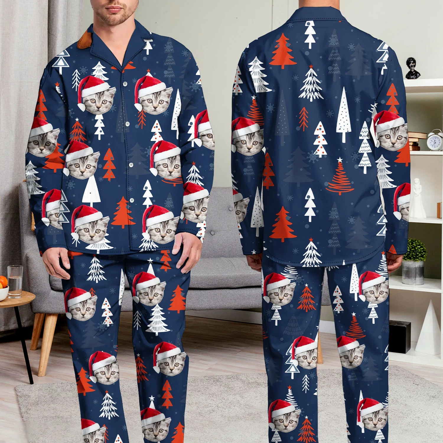 Custom Photo Dog Cat Mom Dad - Christmas, Gift For Family - Personalized Long Pajamas Set - Image 6