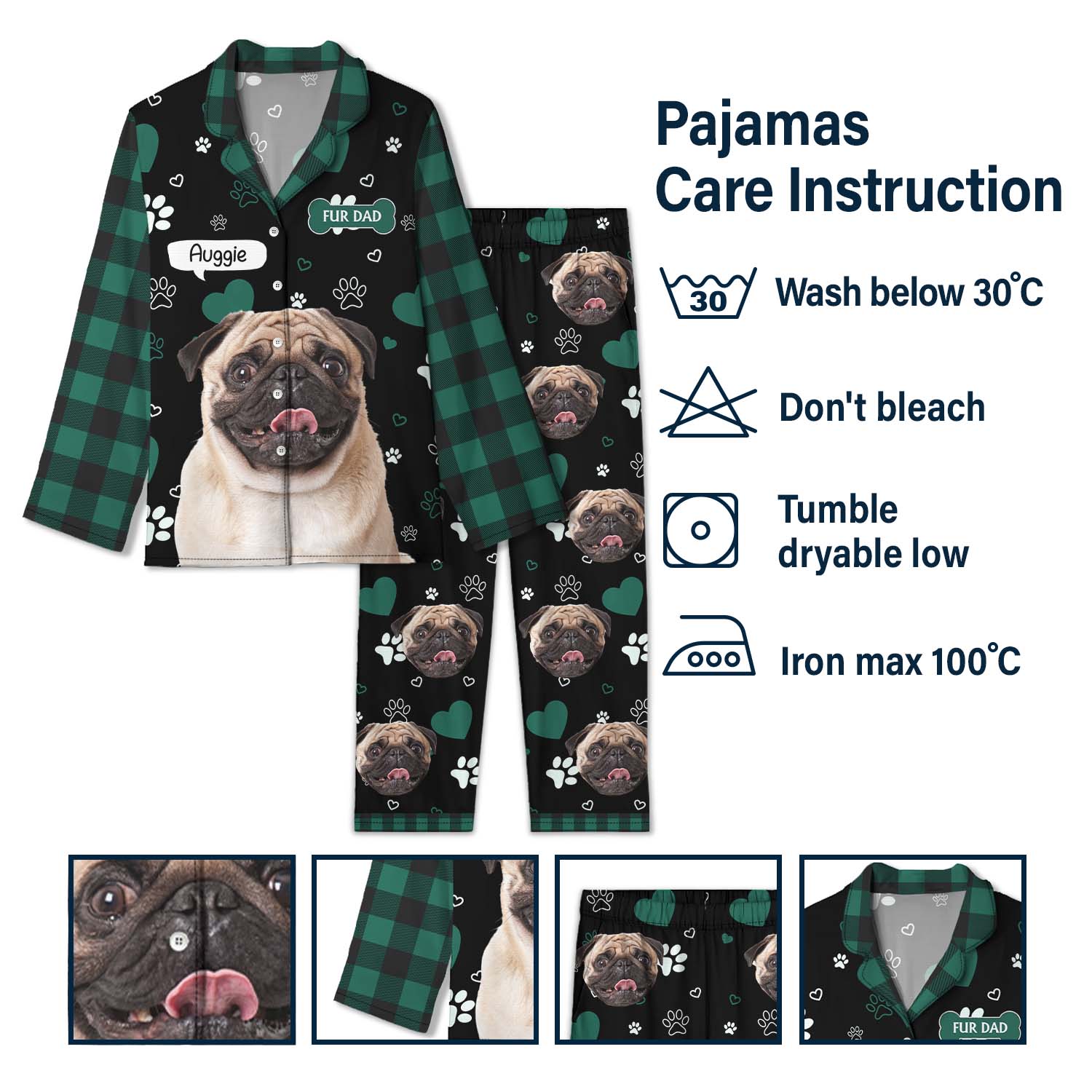 Custom Photo Dog Cat Mom Dad - Funny Birthday Gift For Wife, Husband, Dog Mom, Cat Mom, Dog Dad, Cat Dad, Pet Lovers - Personalized Custom Long Pajamas Set - Image 7