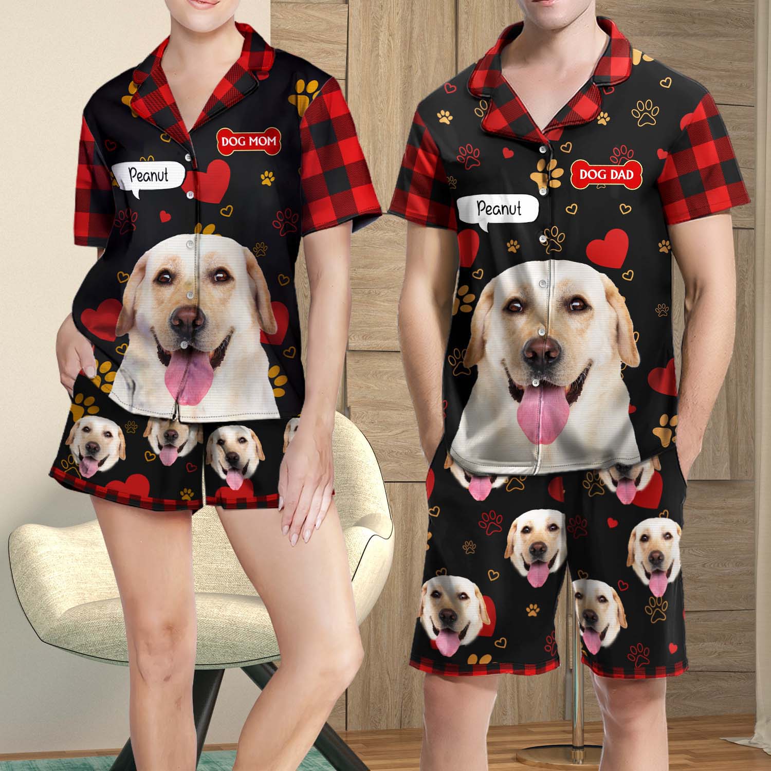 Custom Photo Dog Cat Mom Dad - Funny Birthday Gift For Wife, Husband, Dog Mom, Cat Mom, Dog Dad, Cat Dad, Pet Lovers - Personalized Custom Short Pajamas Set - Image 2