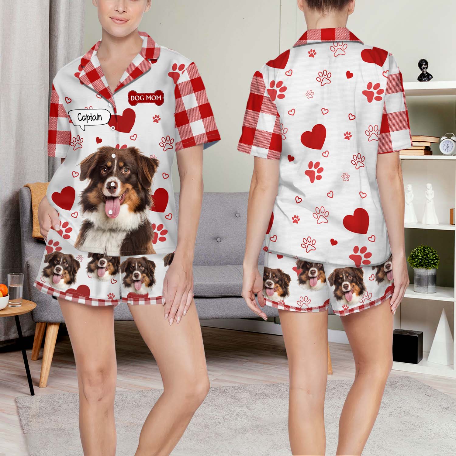 Custom Photo Dog Cat Mom Dad - Funny Birthday Gift For Wife, Husband, Dog Mom, Cat Mom, Dog Dad, Cat Dad, Pet Lovers - Personalized Custom Short Pajamas Set - Image 3
