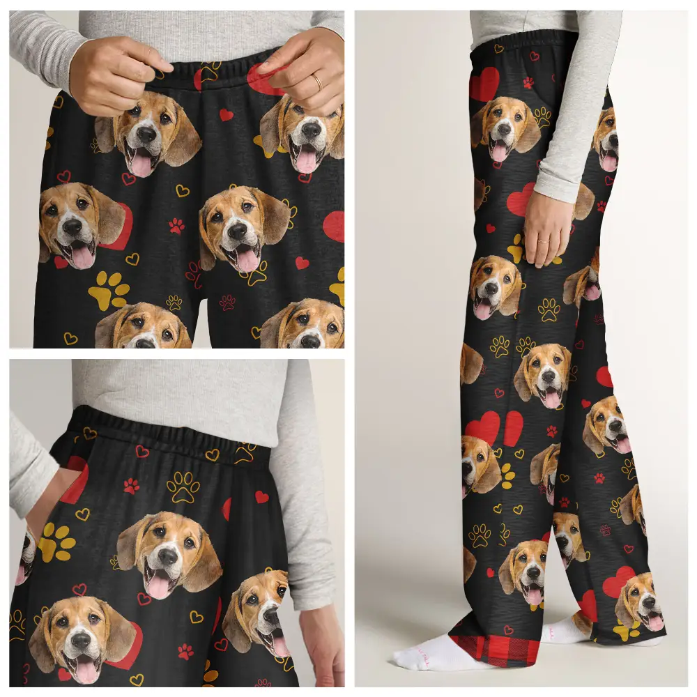 Custom Photo Dog Cat Mom Dad - Personalized Pajama Pants - Image 8