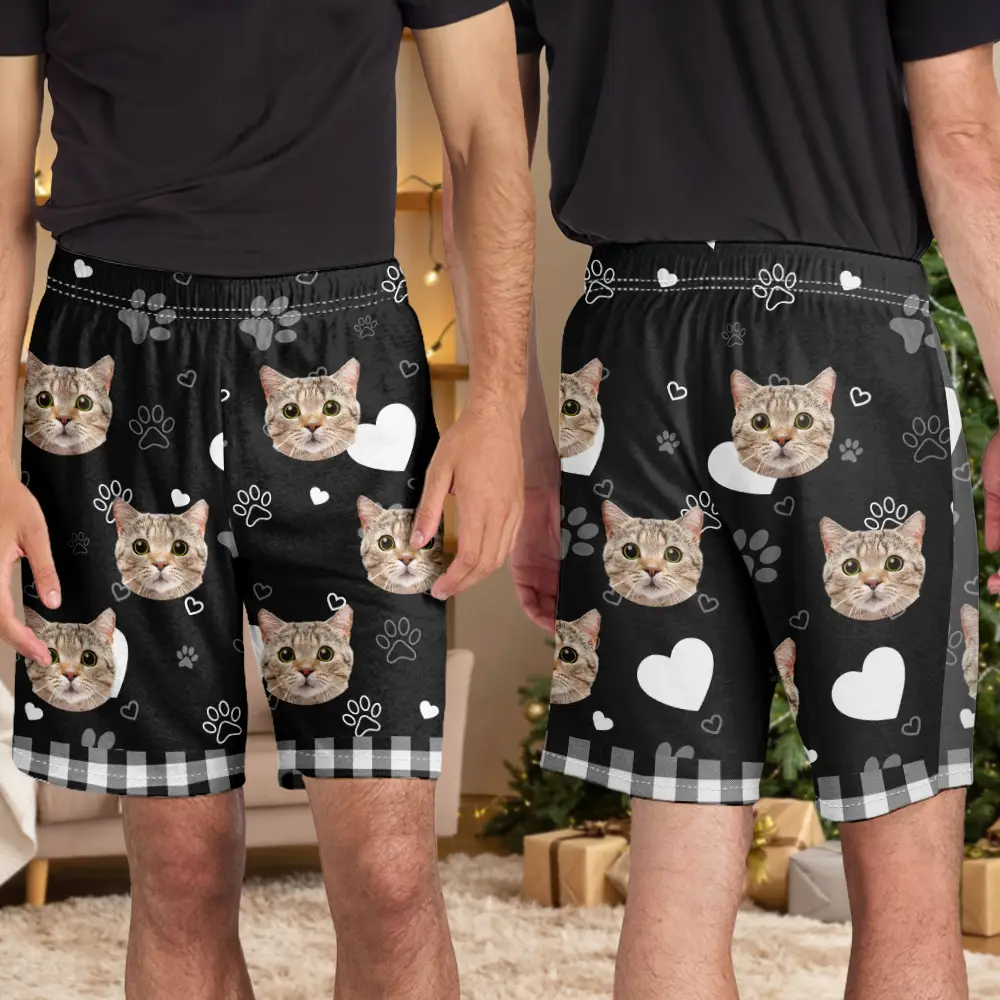 Custom Photo Dog Cat Mom Dad - Personalized Pajama Shorts - Image 5