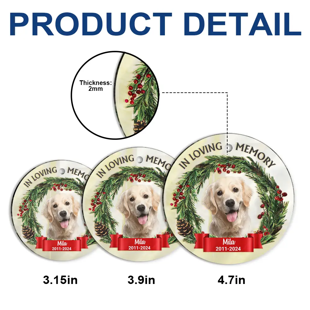 Custom Photo Dog Cat Pet Human In Loving Memory - Personalized Custom Shaped Mirror Ornament - Image 7