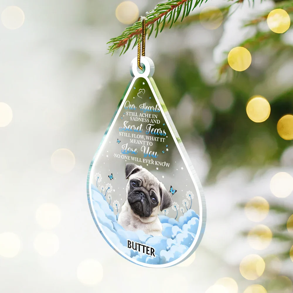 Custom Photo Dog Cat Pet Human Memorial Teardrop - Personalized Custom Shaped Acrylic Ornament - Image 3