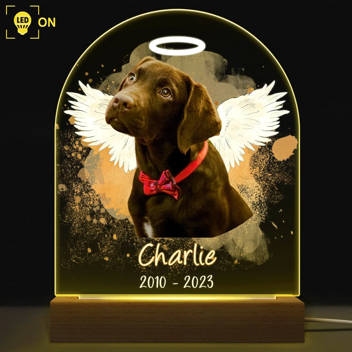 Custom Photo Dog Cat Pet - Memorial Gift, Sympathy Gift - Personalized 3D Led Light Wooden Base - Image 3