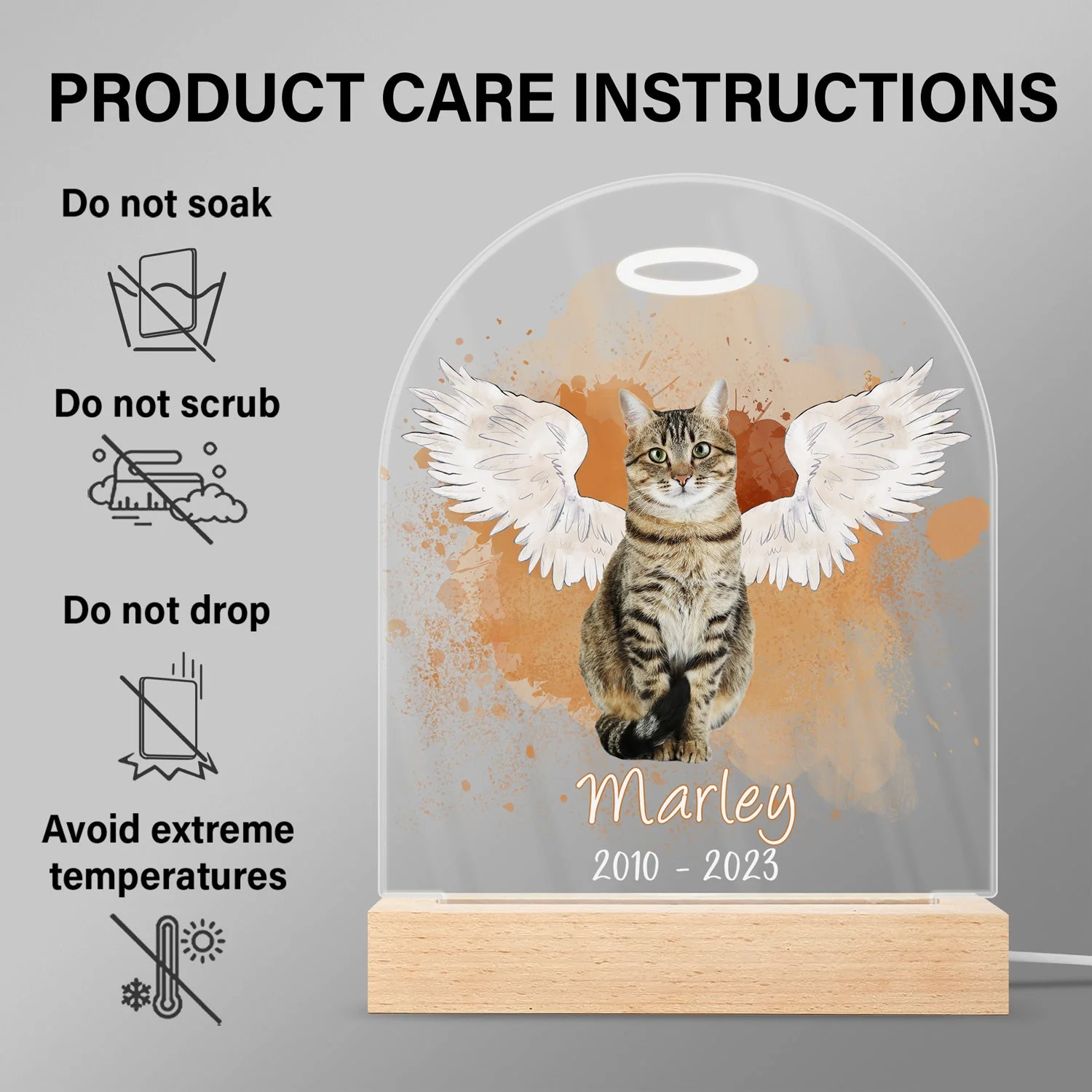 Custom Photo Dog Cat Pet - Memorial Gift, Sympathy Gift - Personalized 3D Led Light Wooden Base - Image 7