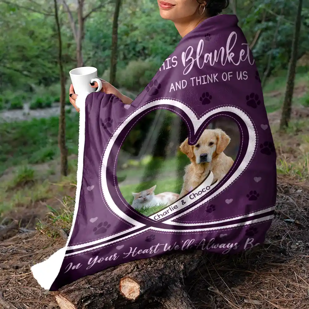 Custom Photo Dog Cat Pet Memorial Snuggle This Blanket And Think Of Me - Personalized Fleece Blanket, Sherpa Blanket - Image 5