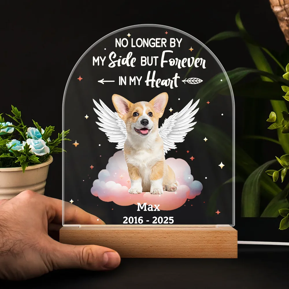Custom Photo Dog Cat Pet Memorial Your Light Will Always Shine In My Hear - Personalized 3D Led Light Wooden Base - Image 5