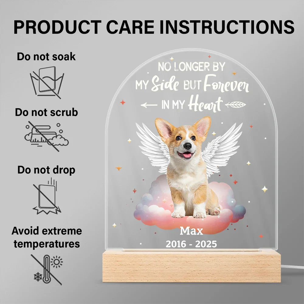 Custom Photo Dog Cat Pet Memorial Your Light Will Always Shine In My Hear - Personalized 3D Led Light Wooden Base - Image 7