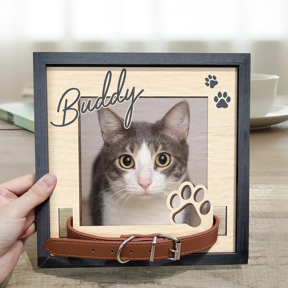 Custom Photo Dog Cat Pet Name - Personalized Pet Loss Sign, Collar Frame - Image 3