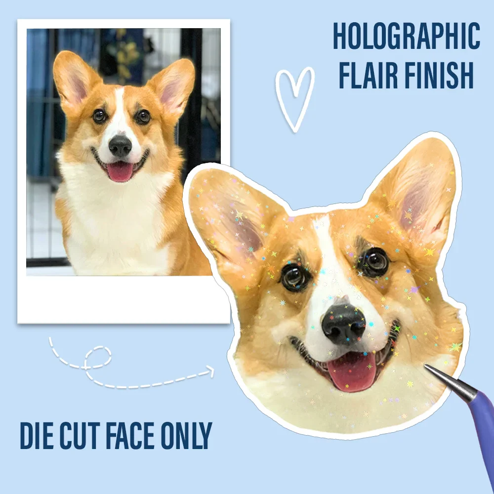 Custom Photo Dog Cat Pet Portrait - Personalized Custom Peel-out Hologram Sticker - Image 4