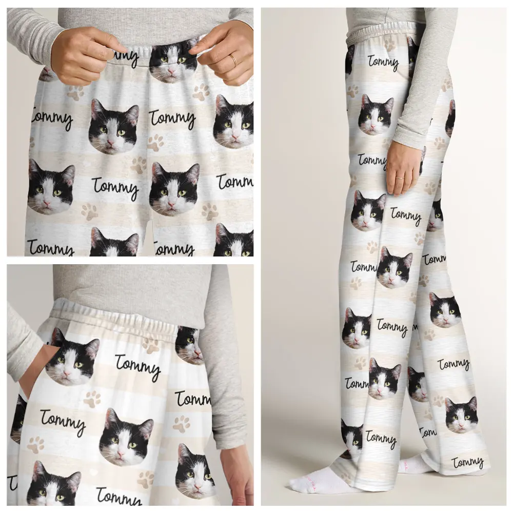 Custom Photo Dog & Cat Pet Portrait - Personalized Pajama Pants - Image 8