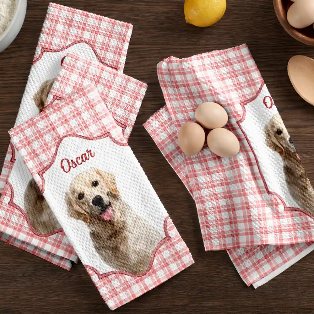 Custom Photo Dog Cat Pet Portrait Vintage - Personalized Kitchen Towel - Image 7