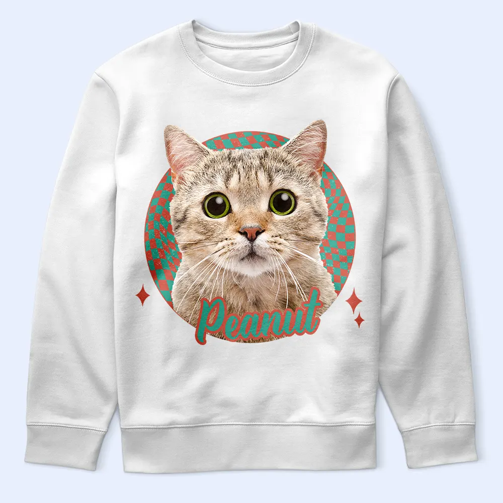 Custom Photo Dog Cat Pet Retro Groovy Pattern - Personalized T Shirt - Image 6