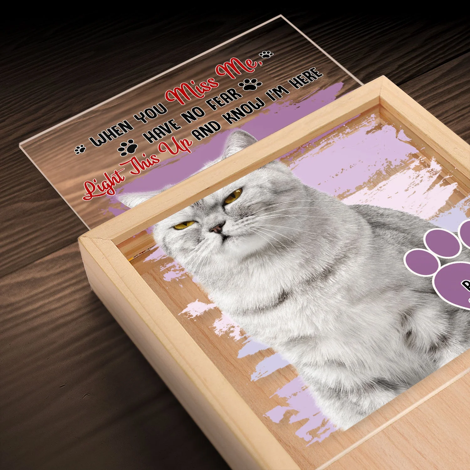 Custom Photo Dog Cat When You Miss Me - Sympathy Gift, Memorial Gift For Pet Lovers - Personalized Picture Frame Light Box - Image 5