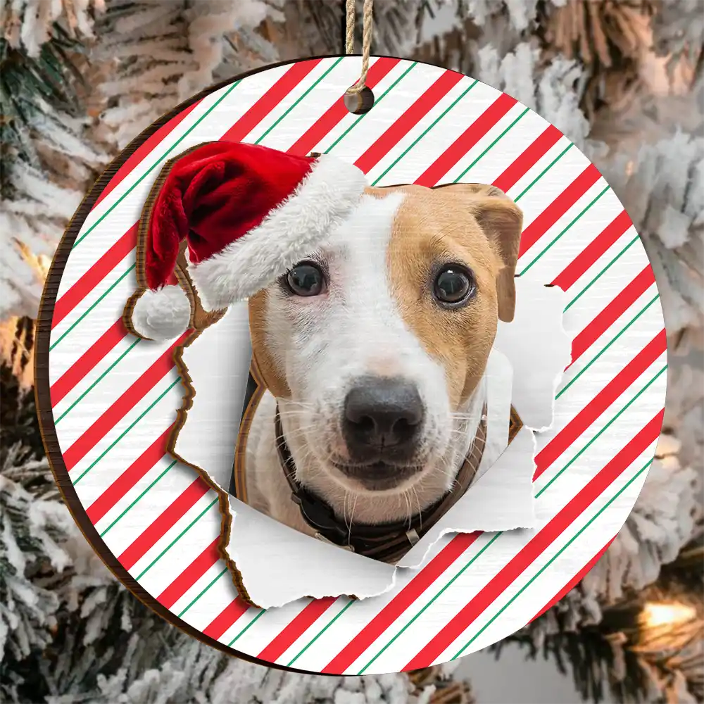 Custom Photo Dog Cat Wrapping Paper - Personalized 2-Layered Wooden Ornament - Image 4