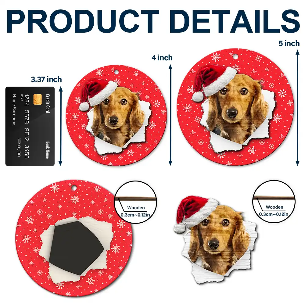 Custom Photo Dog Cat Wrapping Paper - Personalized 2-Layered Wooden Ornament - Image 6