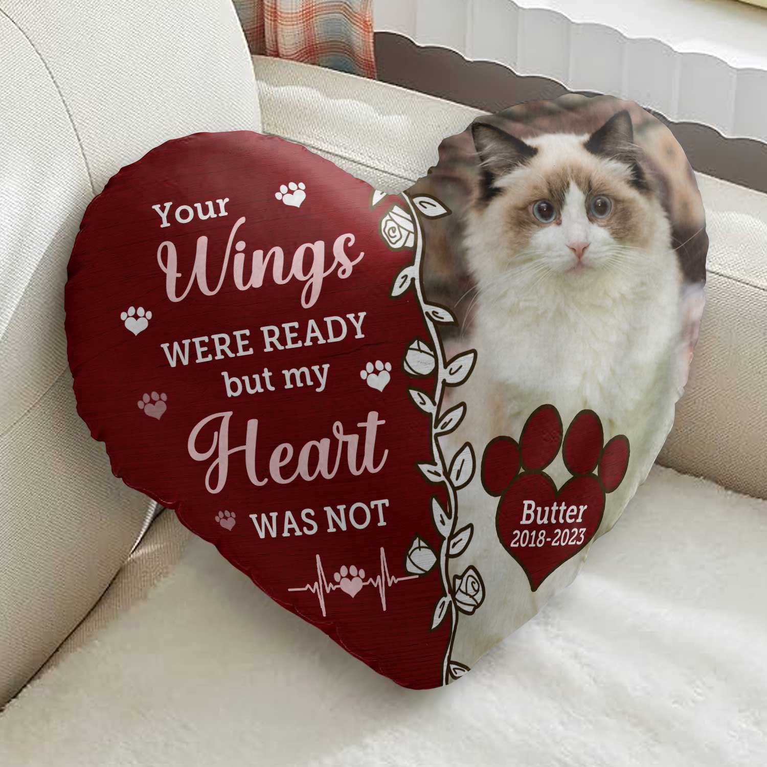 Custom Photo Dog Cat You Would Have Lived Forever - Pet Memorial Gift, Sympathy Gift - Personalized Heart Shaped Pillow - Image 2