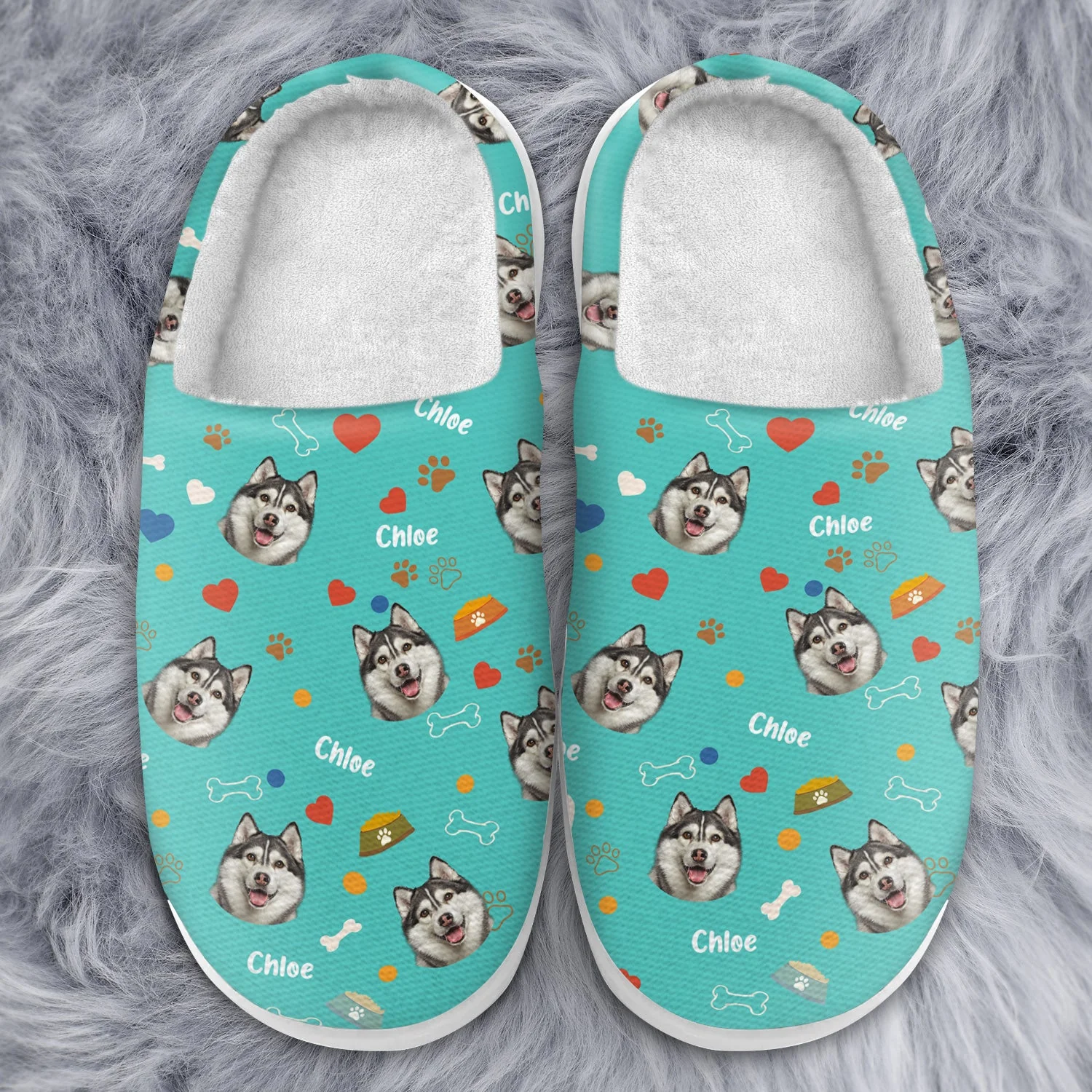 Custom Photo Dog Face - Gift For Dog Lovers - Personalized Fluffy Slippers - Image 4